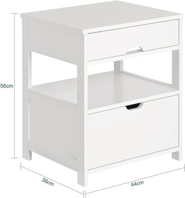 Тумба приліжкова SoBuy FRG258-W з 2 шухлядами і 2 полицями, 45x55x38 см, біла