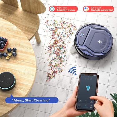 Робот-пилосос OKP 2100Pa з Wi-Fi, суперобладна модель з керуванням через додаток та голосовим керуванням Alexa. Час роботи до 100 хвилин, самостійне заряджання, тиха робота, підходить для прибирання шерсті тварин, підлоги та килимів. Модель K2
