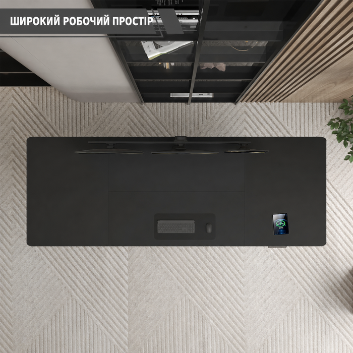 Електричний регульований стіл JUMMICO 160x80 см з USB, кабель-органайзером, ергономічний комп'ютерний стіл для офісу, чорний