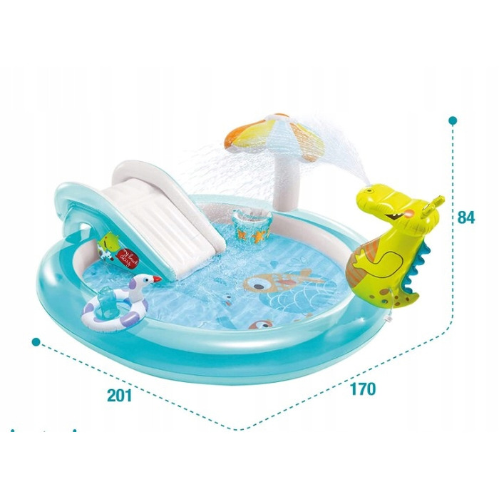 Поматеріальний водний ігровий центр Intex СЛОН (Смок) з фонтаном, 201x170x84 см
