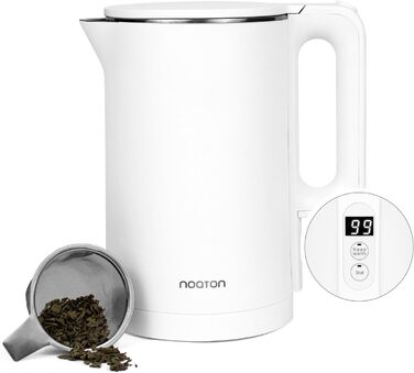 Електрочайник Noaton K2W Essential 1,7 л, подвійні стінки, нержавіюча сталь, 1500 Вт, тихий, 360° база, BPA free, білий