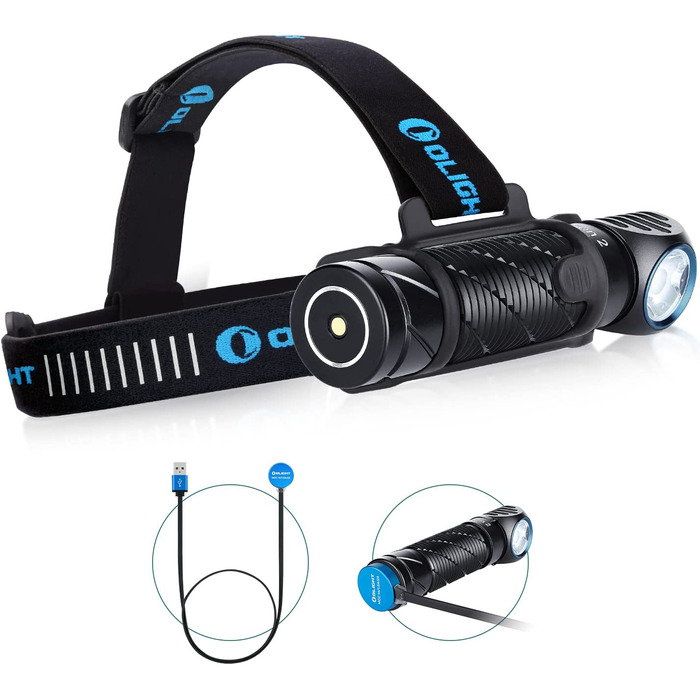 OLIGHT Perun 2 налобний ліхтар 2500 лм, 166 м, USB, 5 режимів, для бігу, риболовлі, кемпінгу, чорний
