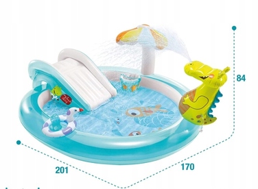 Поматеріальний водний ігровий центр Intex СЛОН (Смок) з фонтаном, 201x170x84 см