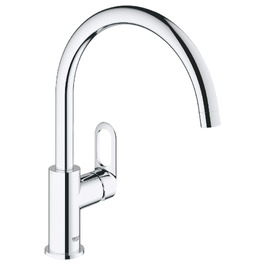 Змішувач кухонний GROHE BauEdge з високим виливом, хромований (31367000) - з керамічним картриджем та поворотним виливом 360°