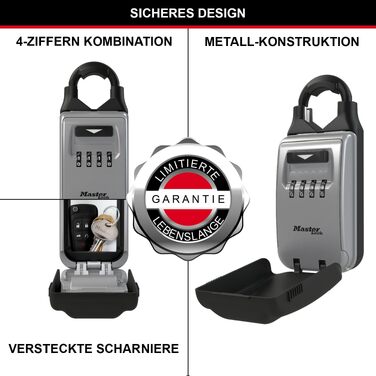 Сейф для ключів Master Lock з настінним кріпленням для вулиці, металевий захисний бокс для ключів, 12.6 x 7.2 x 5.2 см