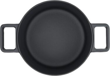 Жаровня WMF Flavour 22 см, чавунна, для індукції, емальована, чорна, з кришкою з конденсаційними виступами, сучасний дизайн