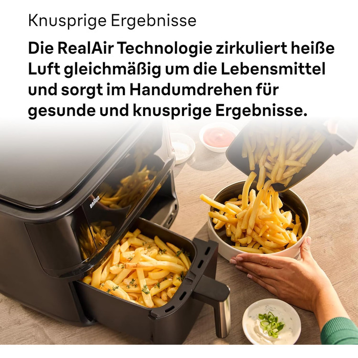 Фритюрниця повітряна Braun MultiFry 3 HF 3030, 4.3 л, 1500 Вт, цифрове керування, 8 програм, чорна