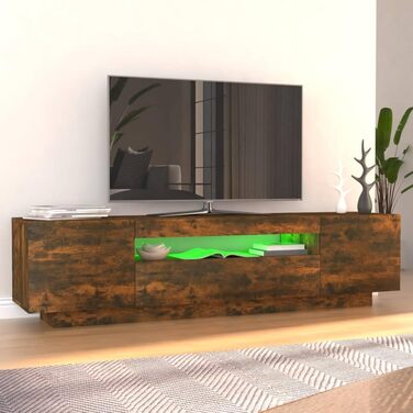 ТВ тумба vidaXL з LED підсвіткою, бетонно-сіра, 160x35x40 см, сучасний низький комод для вітальні