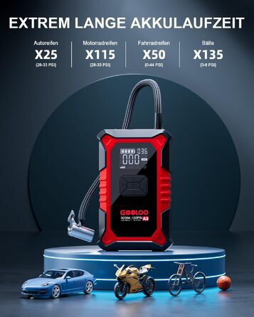 Пусковий пристрій GOOLOO A3 Jump Starter 3000A з компресором 150 PSI та функцією Powerbank