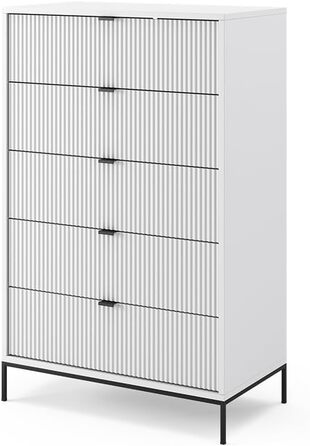Комод Vicco Eliza білий 76x120 см з 5 ящиками, МДФ, сучасний дизайн