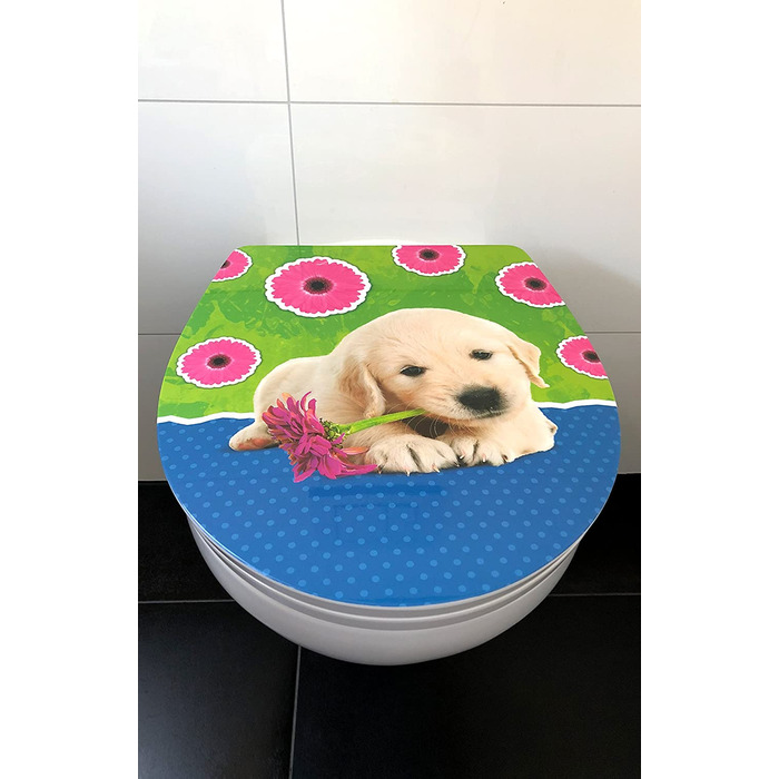 Дитяча кришка для унітазу ADOB Puppy з м'яким закриванням, знімна, дизайн цуценя