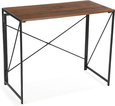 Стіл для комп'ютера Versa Jack, робочий стіл, компактний, складаний, 74x45x90 см, дерево та метал, коричневий/темно-коричневий