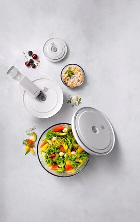 Набір вакуумних контейнерів для зберігання їжі ZWILLING Fresh & Save, 6 предметів, скло, сірий (S-12 см, M-18 см, L-24 см)