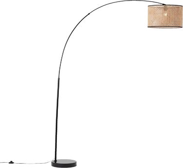 Торшер Lightbox Nature 154 см з абажуром з плетеного ротангу, металевий, E27 до 60 Вт, світло-коричневий/чорний, для вітальні