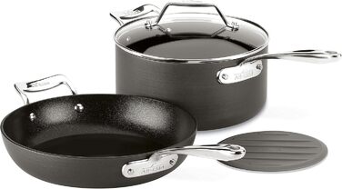 Сковороди All-Clad Essentials, антипригарне покриття, харт-анодоване покриття, 21.6 та 26.7 см, 2 шт., сірі