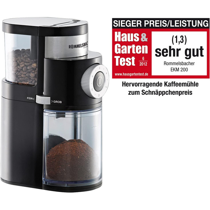 Кавоварка Moccamaster KBG Select 1.25 л 1520 Вт матова чорна + кавомолка Rommelsbacher EKM 200, 250 г, 110 Вт, комплект для приготування кави
