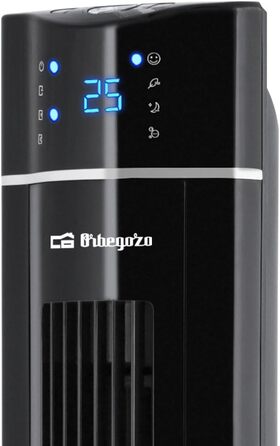 Турбовентилятор Orbegozo TWM 1009 з іонізацією, 60 Вт, 3 швидкості, пульт ДУ, відсік для ароматів, LED-панель, чорний