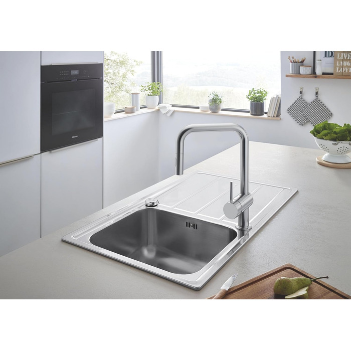 Змішувач кухонний GROHE Minta з висувним душем, 2 режими, 360° поворотний, економія води, для мийки - 32321002