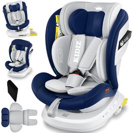 Автокрісло KIDIZ® i-Size ECE R129 для дітей 0-12 років (0-36 кг) з обертанням 360°, Isofix, Top Tether, 5-точкова система безпеки, сонцезахист (Navyblue)