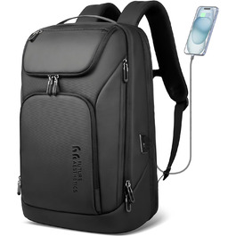 Чоловічий рюкзак HEROIC KNIGHT 30L для ноутбука 17,3" – водонепроникний, антивор, USB, для роботи та подорожей, чорний