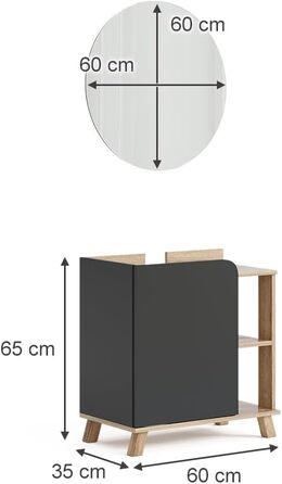 Комплект меблів для ванної Vicco Karen, сонома/антрацит, 2 предмети