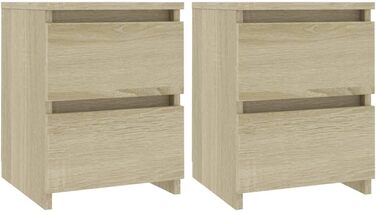 vidaXL Комплект з 2 тумбочок з 2 шухлядами, дуб сонома, 30x30x40 см, ДСП, приліжкові тумби для спальні