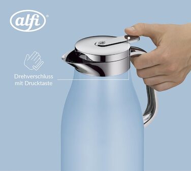 Термос Alfi SKYLINE 1.0л Pastel Water: термоізоляційний термос з нержавіючої сталі, з гігієнічним скляним вкладишем, поворотним кришкою з кнопкою, ергономічною ручкою, BPA-free, 1000 мл