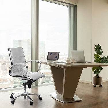 Офісне крісло / крісло керівника PARMA 10 шкіра білий хром hjh OFFICE