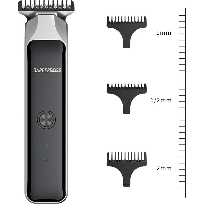 BarberBoss Машинка для стрижки бороди і волосся для чоловіків, тример для обличчя з T-подібним сталевим лезом, компактний і потужний, USB-зарядка, QR-2090