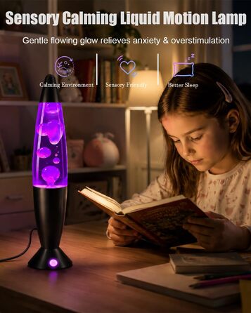 Лавова лампа AONESY з пультом керування та LED-підсвіткою (17 кольорів), чорна, 40 см