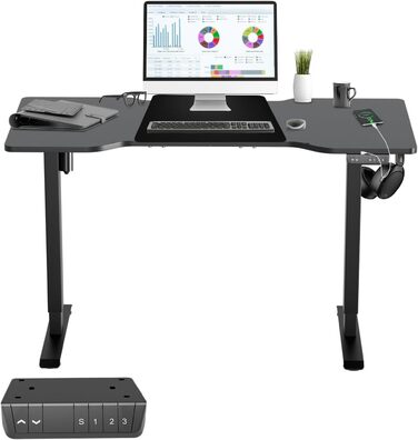 Електричний стіл Sonnewelt 120x60 см, регульований по висоті, з USB-A/C, пам'яттю та захистом від зіткнень, чорний
