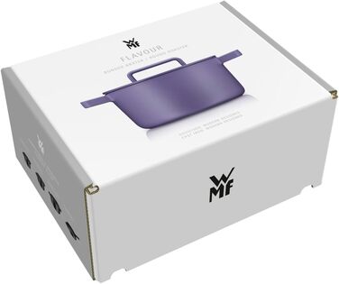 Жаровня WMF Flavour 24 см, чавунна, індукційна, емальована, фіолетова, з кришкою з конденсаційними краплями, сучасний дизайн