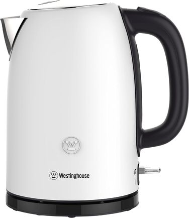 Електрочайник Westinghouse Basic 2200 Вт, 1,7 л, нержавіюча сталь, індикатор рівня води, фільтр від накипу, автостоп, білий