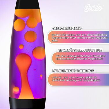 Рідкісна лава-лампа Jambo Liquid Motion з чорною підставкою, 40.6 см, фіолетова