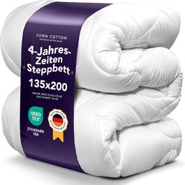 Чотирисезонна ковдра John Cotton 135x200 см - для алергіків, сертифікат Oeko-Test, дихаюча, універсальна | Верхня ковдра 135 x 200 см