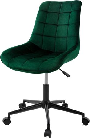 Ергономічне офісне крісло ML-Design, зелений оксамит, металевий каркас, регулювання висоти, 360° обертання, з підлокітниками, для дому та офісу