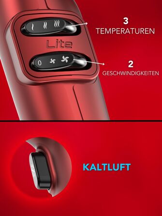 Професійний фен для волосся Gama Italia iQ Lite 1600 Вт, 110 000 об/хв, Oxy Active технологія для яскравості кольору, подвійний фільтр, ультралегкий 316 г, червоний
