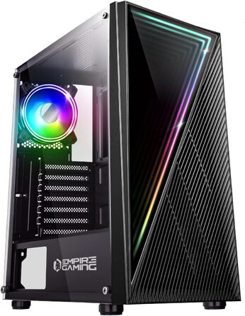 Ігровий корпус Empire Gaming Crystal ARGB, середній ATX/Micro ATX/ITX, 3D-дзеркальний ефект, 2 вентилятори (1x120мм ARGB, 1x120мм стандарт), чорний