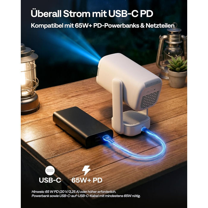 Проектор Aurzen D1 Air Smart: 1080P, 4K, HDR10, Dolby Audio, Netflix, USB-C, Автофокус, Компактний