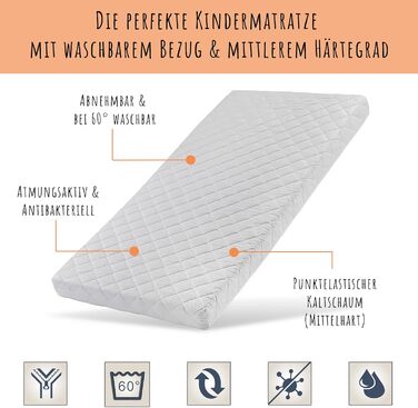 Дитяче ліжко Kids Collective 70x140 см з матрацом, висувною шухлядою, рейковим дном і бортиком безпеки, біле, з ящиком для білизни, виготовлене в Європі, для дітей до 6 років