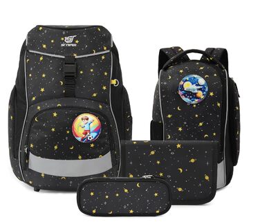 Шкільний рюкзак SKYSPER комплект 5-в-1 для дітей 1 класу, чорний