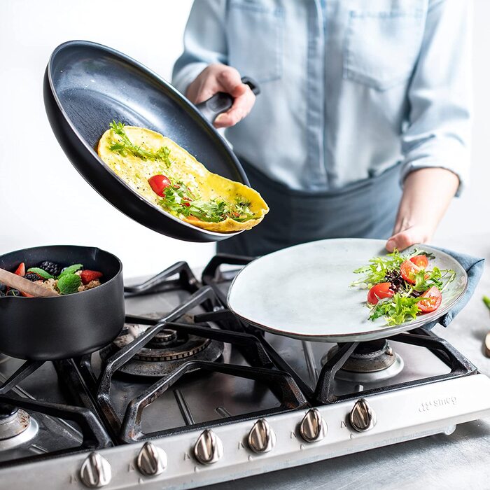 Сковорідки GreenPan Memphis 24 см і 28 см, керамічне антипригарне покриття, без PFAS, для індукції, підходять для духовки та посудомийки, чорні, набір для смаження, подарунок на День матері