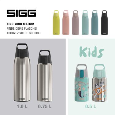 Сталева спортивна пляшка для води Sigg Shield ONE для газованих напоїв, герметична, BPA-free, 1 л, Brushed