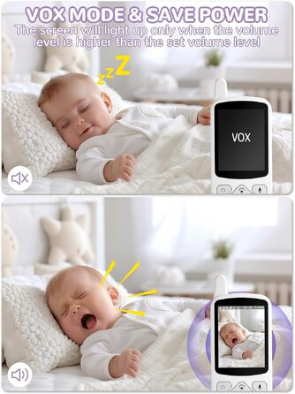 Відеоняня Baby Phone з 3.2-дюймовим LCD-дисплеєм, HD цифрова камера з нічним баченням, двосторонній аудіозв'язок, 2.4 GHz
