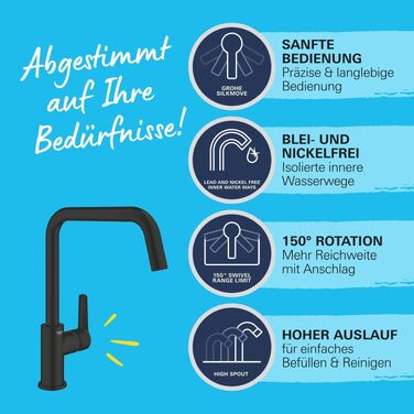 Змішувач кухонний GROHE Start 304702430 чорний, поворотний на 150°, з економією води
