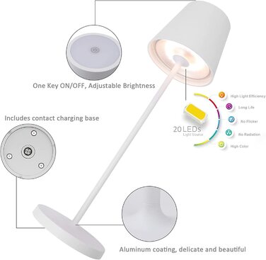 LED настільна лампа K-Bright з димуванням, акумуляторна | Внутрішнє та зовнішнє використання | Тепле світло | USB зарядка | 1 шт.