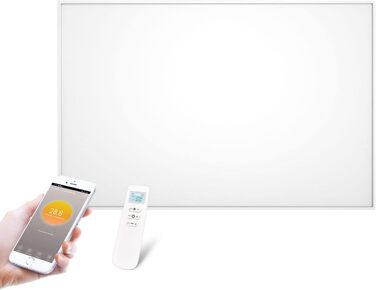 Інфрачервоний обігрівач BLANK 700Вт з термостатом, дистанційним керуванням і керуванням через додаток, електрична настінна панель 120,5x60,5 см, без малюнка