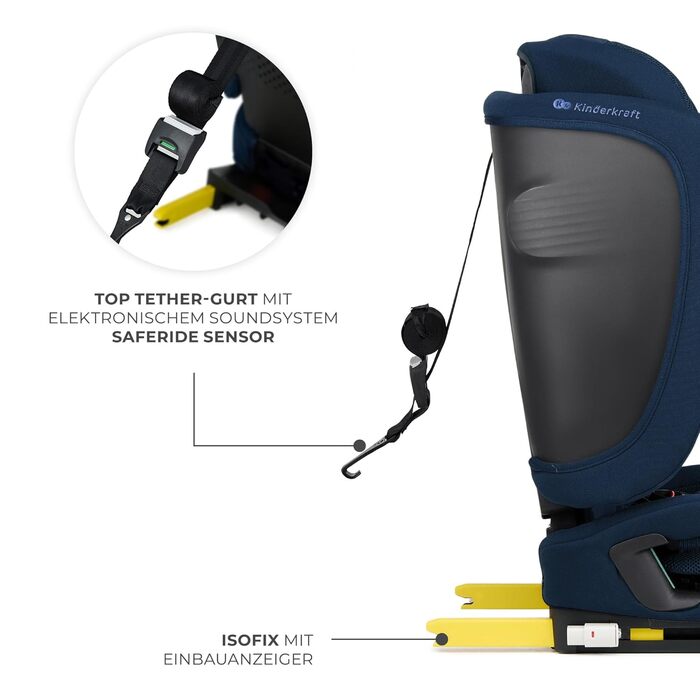 Автокрісло Kinderkraft FIX2GO i-Size 76-150 см (15 міс - 12 років), ISOFIX, Top Tether, SPS+, H-GUARD+, сіре (Blue)