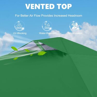Павільйон садовий розкладний MASTERCANOPY 3x3м, темно-зелений: з бічними стінками, UPF 50+, водонепроникний, з сумкою та мішками для фіксації, для кемпінгу, заходів