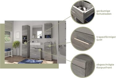 Навісна шафа для ванної кімнати homes&jones Soul, 37x79x24 см, ДСП, колір димчасте срібло